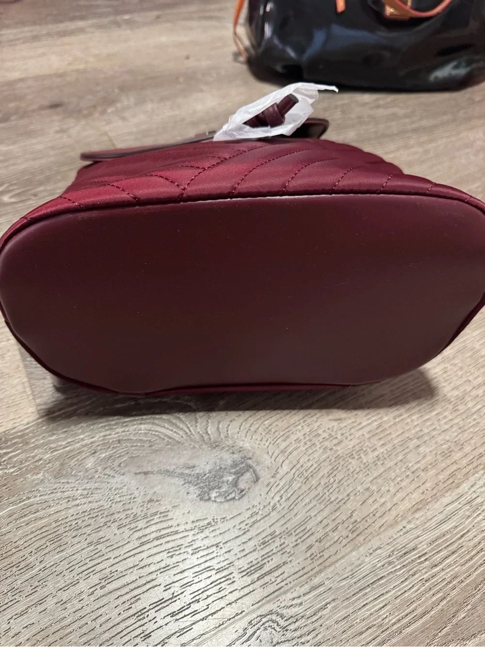 Vanessa Williams Quilted Burgundy Mini Backpack with V Accent